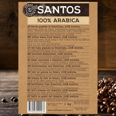 COFFEE CRUISE Santos Kaffeebohnen 1kg - Mittlere Röstung - Aroma Karamell - Für Alle Kaffeemaschinen - 100% Arabisch