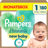 Pampers Harmony bleer størrelse 1, 180 bleer, 2kg-5kg, skånsom hudbeskyttelse med 100% Pampers beskyttelse