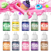 Colorant alimentar liposolubil - Ercorart 10 culori colorant alimentar pe bază de ulei, foarte concentrat, pentru ciocolată, unt de cacao, fudge, prăjitură cu ciocolată, glazură, înghețată etc., 6 ml/bucată