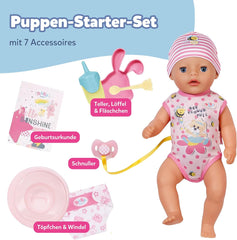 Păpușă bebelușă Baby Born Lena (Fetiță) - 36 cm - 7 funcții, inclusiv accesorii și saltea - Funcționează complet fără baterii - Potrivită pentru copii mici de la 1 an