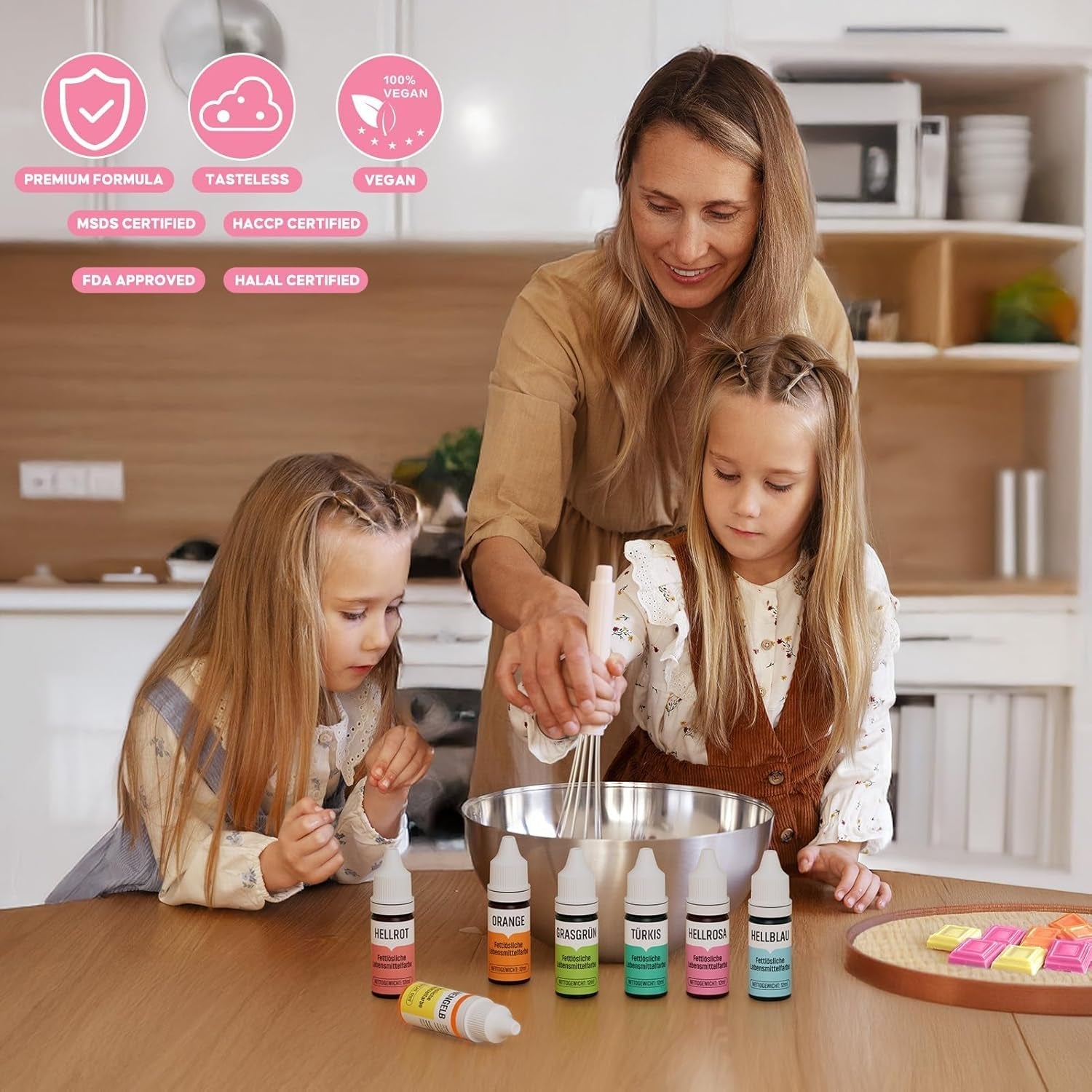 Colorant alimentar liposolubil 7 culori Macaron x 12 ml, colorant alimentar foarte concentrat pe bază de ulei pentru ciocolată, colorant alimentar pentru decorarea torturilor, brioșe, copt, glazură, fondant