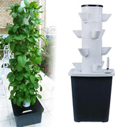 30 Kapsler Hydroponic Tower, Hydroponic Grow System, Urter, Frugt & Grøntsager Aeroponic Grow Kit med befugtningspumpe, Adapter, Mesh Pot, Urter, Frugt & Grøntsager Timer