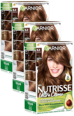 Garnier Nutrisse Permanent Care Hair Colour cu uleiuri hrănitoare din fructe, colorare cu fixare de 8 săptămâni, Ultra Crème Tint, 053 Velvet Brown (pachet de 3) Vopsea pentru par Naty Shop Titlu implicit