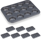 Relaxdays Muffinform, 2Er Sæt, 12Er Muffinbleche, Antihaftbeschichte, Carbonstahl, Muffins & Cupcakes, Ø 6,5 Cm, Hvede, 10030825 Forme og bageplader Naty Shop 2