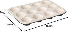 Zenker 12 muffins, diameter Ø 7 cm CREME NOIR, Bageplade til muffins med non-stick belægning forstærket med keramik Forme og bageplader Naty Shop