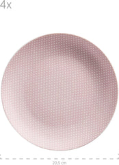 MÄSER Kitchen Time II, Set de veselă pentru 4 persoane, Serviciu combinat cu 16 piese în culori pastelate cu model subtil, Porțelan, Roz