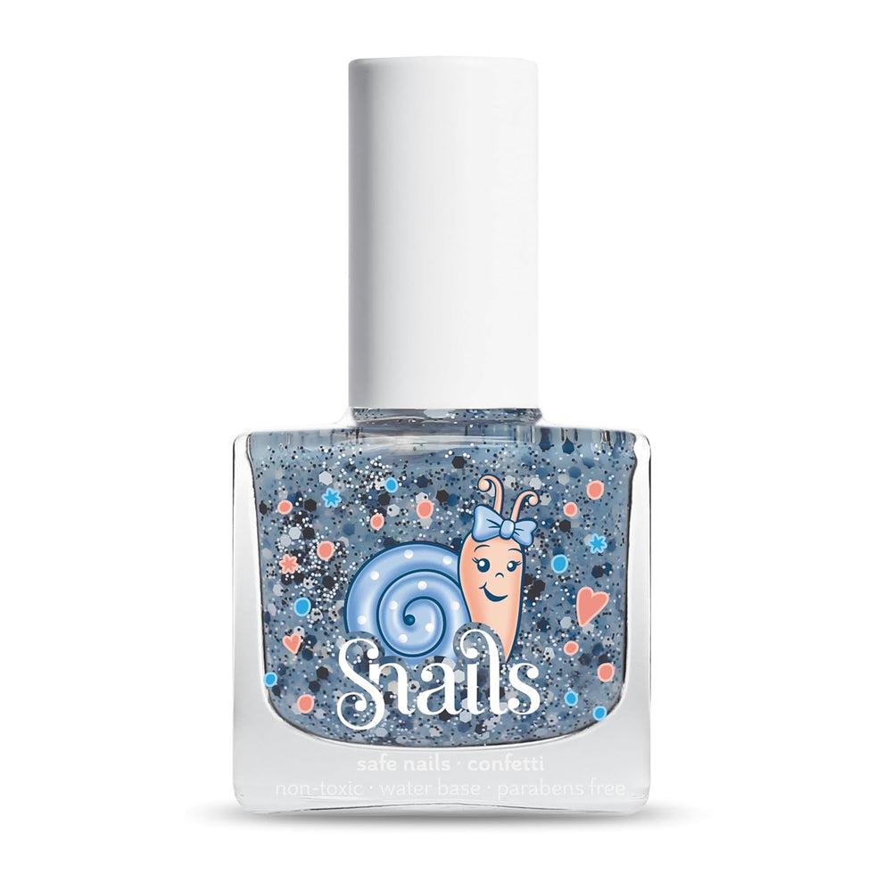 Snegle 516202 Top Coat Confetti Blue Baby Neglelak, Vandbaseret, Vaskbar, Sikker, Vegansk