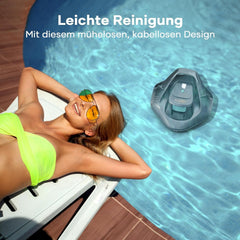 AIPER poolrobot, ledningsfri poolrens med batteri, 90 minutters køretid, automatisk parkering, dobbeltdrevsmotorer og LED-indikatorer, ideel til pools med flad bund på op til 80 m²