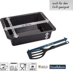 Chg SET 341-46-60 Extra Tiefe Ofenform (7,0 Cm) "Emaille" Mit Profi-Pfannenwender", Schwarz Gesprenkelt Forme og bakker til bagning Naty Shop