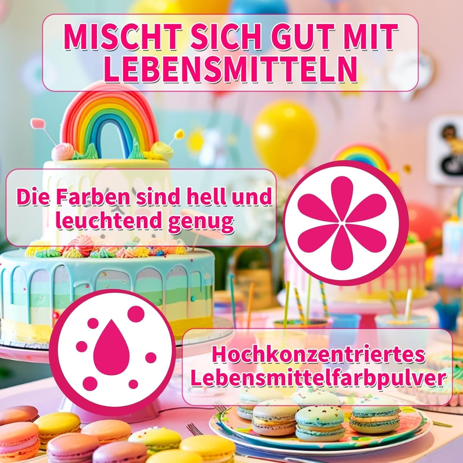 Colorant alimentar pudră - 2 culori colorant alimentar solubil în apă ultra concentrat, colorant alimentar pentru fondant, coloranți alimentari, macarons, copt, colorant alimentar roșu și negru - 5 g