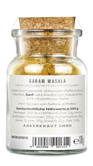 Ankerkraut Garam Masala, Gewürz für indisches Gericht, Leckeres Curry mit Fleisch würzen, Taste of India, 65 g i korkglas