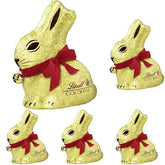 GULD BUNNY Golden Chocolate Glamour Edition | 100 g GULD KANIN | Påskehare Premium mælkechokolade | Påskechokolade | Gave af chokolade | Chokoladekanin | Påskeharen