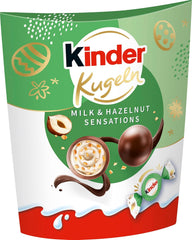 Kinder Milk & Hazelnut Sensations-kugler 90g - Mælkechokoladekugler med cremet mælkefyld og hasselnøddestykker - Påskechokolade, påskeslik - Påskegave og souvenir