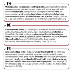 Prymat Hähnchengewürz 1100g, Gewürzmischung für Hhn, Tyrkiet, Ente, Gans, Grillgewürze, Marinade für Fleisch im Streuer