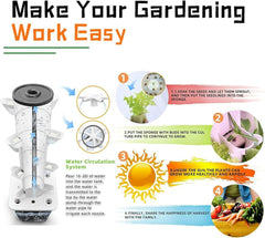 30 Kapsler Hydroponic Tower, Hydroponic Grow System, Urter, Frugt & Grøntsager Aeroponic Grow Kit med befugtningspumpe, Adapter, Mesh Pot, Urter, Frugt & Grøntsager Timer