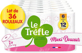 Hârtie igienică Maxi Douceur - 36 de role maxi - 72 de role clasice - grosime dublă - ambalaj din plastic reciclat 80%
