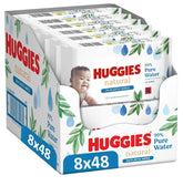 Huggies naturligt biologisk nedbrydelige vådservietter til følsomme babyer, 8 x 48 servietter, bulkpakke