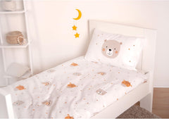 Herding Babybest Little Friends Winterbettwäsche, Kopfkissenbezug 40 X 60 Cm Mit Hoteleinschlag, Bettbezug 100 X 135 Cm, Mit Zwißwerfer, 100 % Baumwolle/Flannel, Weiß, Twin Naty Shop
