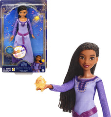 Mattel Disney Wish synger Asha af Rosas Modepuppe & Star Figur, beweglich mit abnehmbarem Outfit, synger "This Wish" på engelsk