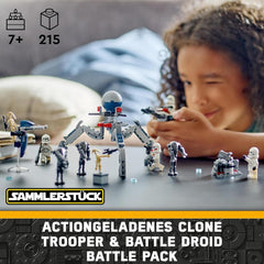 LEGO Star Wars 75372 Clone Trooper & Battle Droid Battle Pack, inkl. 4 minifigurer, 5 droider og speeder motorcykel med skydespil - Byggelegetøj til drenge og piger på 7+ Byggesæt Besuche den LEGO-Store