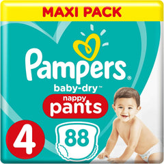 Pampers (gammel version), trusser, str. 4, 9 kg-15 kg, trepakning (1 x 88 bleer)