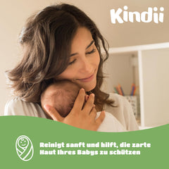 Kindii Natural Balance vådservietter til babyer – (1 x 60 stk.) Vådservietter til babyer og børn – Beskyttende, Aloe Vera, Delikat duft – 60 stk.