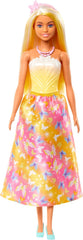 Royal Barbie Doll med smart hår med farverige tråde, farverigt tilbehør, gradient gul top og sommerfugle nederdel, HRR09 Naty Shop Dolls