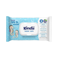 Kindii Water Care Wet Wipes - Aqua Baby Wipes - 100 % viskose, 99,9 % vand, grapefrugtekstrakt, tørklæde størrelse 150x200, 100 % biologisk nedbrydeligt, plastikfri, renseservietter til følsom hud