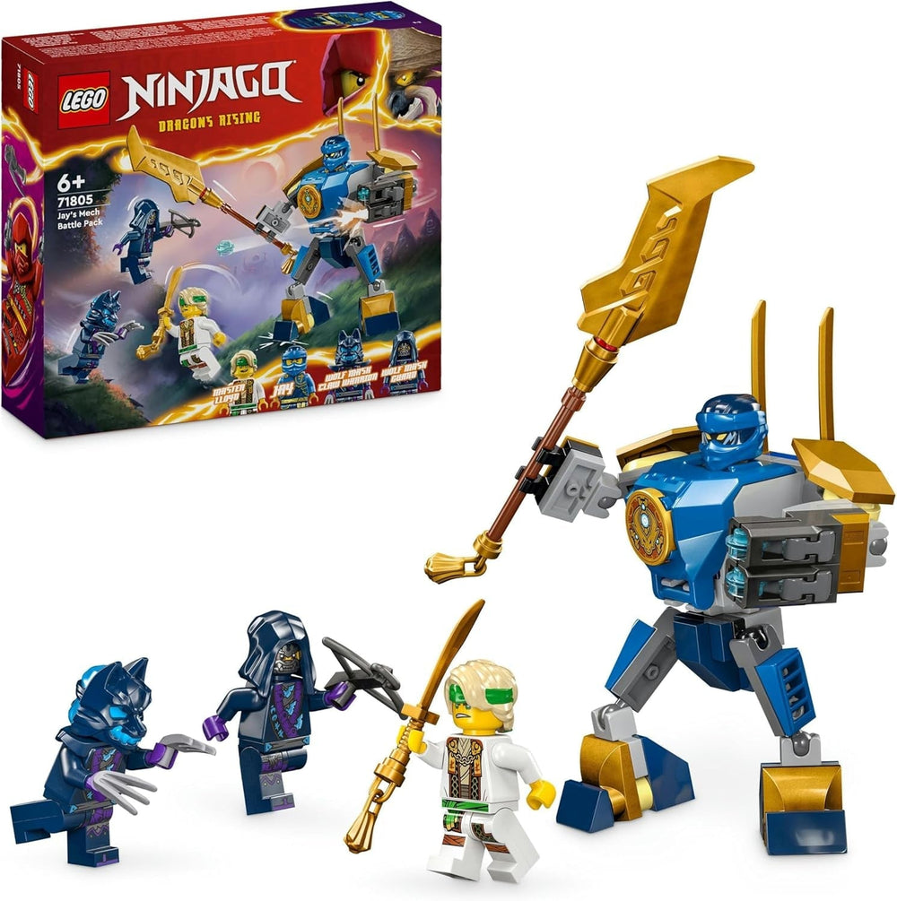 LEGO NINJAGO Jay Battle Mech, ninja legetøj til børn med figurer, inklusive Jay minifigur med mini katana, actionfigurer og mech, lille gave til kreative drenge og piger fra 6 år 71805 Byggesæt Besuche den LEGO-Store Single