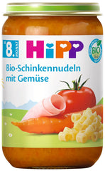 HiPP Bio-Schinkennudeln mit Gemüse (6 x 220g), Menu for Baby fra 8. Måned, ohne Salzzusatz, med Omega-3, i bedste Bio Qualität