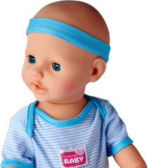 Simba 105030044 - Păpușă nou-născută - Băiat, Păpușă din vinil integral cu ochi adormiți, funcție de băut și ud și accesorii, 8 piese, 43 cm, Păpușă bebeluș, vârste 3+