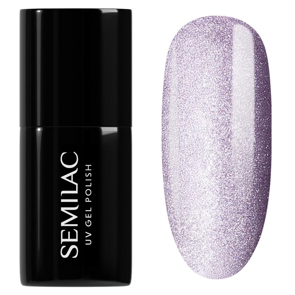 Semilac UV Nail Polish 664 Lilac Gloss 7 ml – Cat Eye Effect, Unikke refleksioner med magnetisk værktøj – Gloss Gala Collection