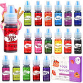 Colorant alimentar 18 culori x 6ml, colorant alimentar lichid pentru copt prăjituri, fursecuri, macaroane, băuturi, colorant alimentar foarte concentrat pentru ouă de Paște, slime DIY, obiecte de colorat artizanale