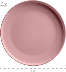 MÄSER 934005 Seria Alenia, Set de veselă pentru 4 persoane în design scandinav modern, Set combinat ceramic cu 16 piese în roz, Gresie