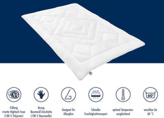 Irisette Noblesse dyne til alle årstider - Made in Germany - Betræk med betræk af rent bomuld, 135 X 200 Cm, Ã-ko-Tex certificerede Dyner og dyner Naty Shop