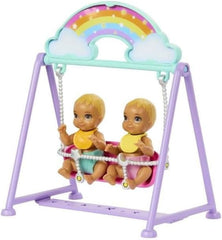 Păpușa și căsuța Barbie Skipper cu accesorii, include păpuși gemene, 1 pătuț, 1 leagăn, 1 balansoar și multe altele, HXM99