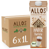Allos Bio Haferdrink Barista | Milchalternative aus Hafer | Schaumbarer Drink auf Pflanzenbasis | Perfekt til kaffe Vegansk, laktosefri drik | 1 liter (6 stykker)