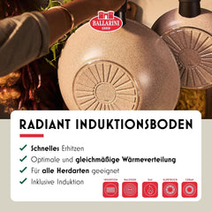 Tigaie Ledro, 24 cm, aluminiu, potrivită pentru inducție, strat ceramic antiaderent, Thermopoint, Made in Italy, bej Oale si Tigai Naty Shop