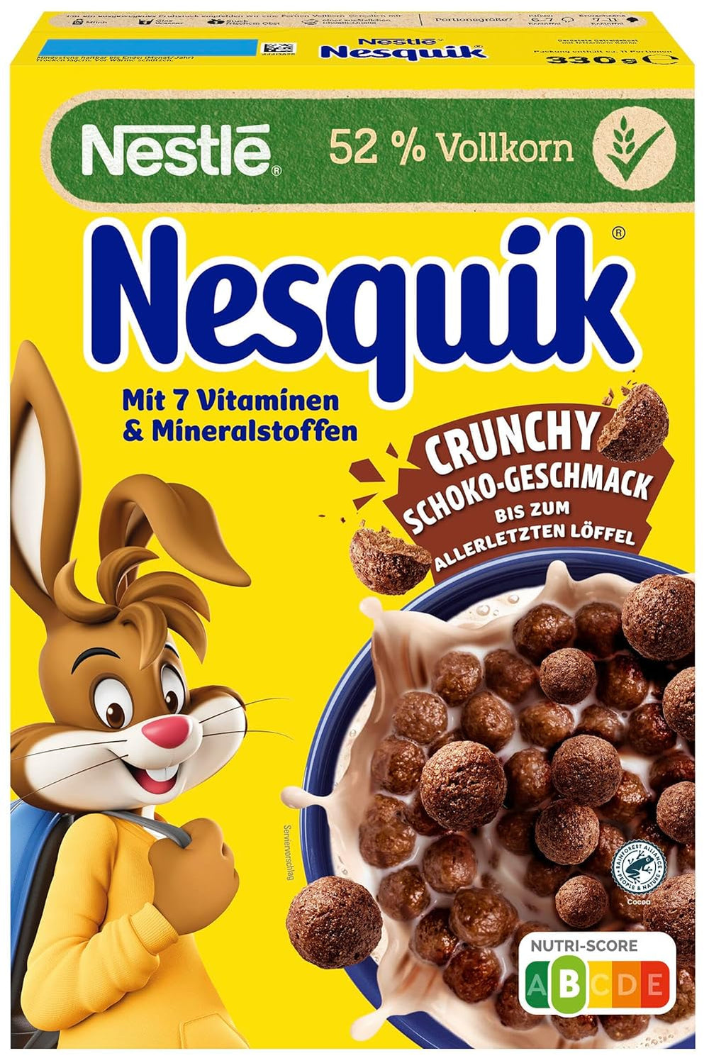 Nesquik Nestlé Nesquik sprød morgenmad, korn med chokolade og fuldkorn, 1 pakke (1 x 330 g)