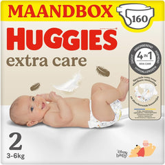 Huggies Extra Care Babybleer, størrelse 2 (3-6 kg), Super Absorbent, Disney Design, Bulk Pack, 160