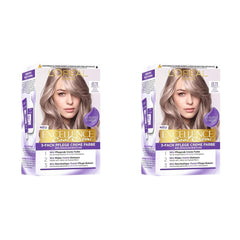 L'Oréal Paris Permanent Hair Colour Colour Result, 100% acoperire păr gri, set cu colorant, șampon și cremă de îngrijire, Excellence Cool Creme, Nr. 8.11 Ultra cool blond deschis (Blond) (pachet de 2) Vopsea pentru par Naty Shop Titlu implicit