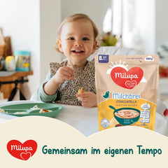 Milupa Stracciatella Mælkegrød - Glutenfri, palmeoliefri babykorn - Fri for konserveringsmidler og farvestoffer - Fra 8 måneder - 4 x 400 g