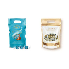 LINDOR chokoladekugler med saltet karamel | ca. 80 mælkechokoladekugler med saltet karamelfyld | Bulk Pack & Marc de Champagne Chokoladekugler | 700 g