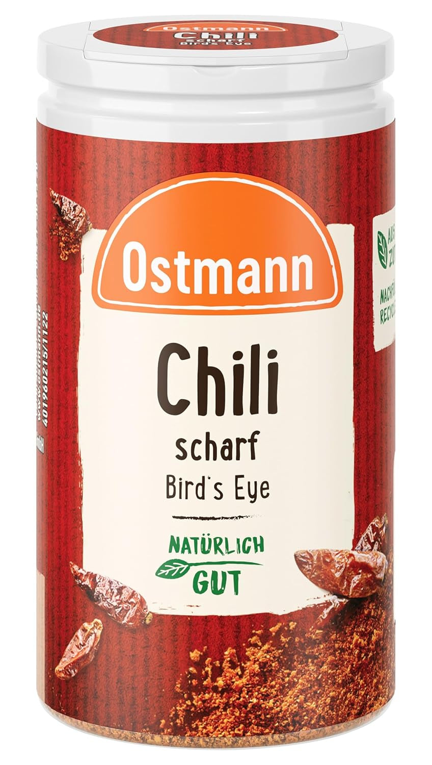 Ostmann Gewürze - Chilisarf Bird's Eye | Féurige Scharfe für Fleischgerichte und Eintöpfe | 35 g i Der Streudose
