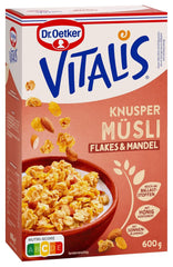 Dr. Oetker Vitalis Crunchy Flakes: Crunchy müsli med cornflakes og mandelstykker, pakke med 5 (5 x 600g)