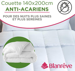 Blanrève - Serenité quilt - Støvmidebehandling - Tempereret 300 G/M² - 140 X 200 Cm - Til enkeltseng - Maskinvaskbar, hvide Dyner og dyner Naty Shop