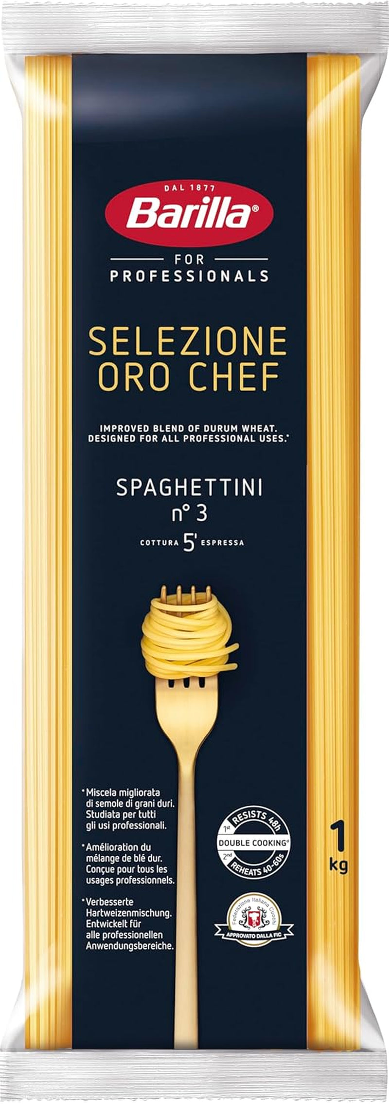 Barilla Selezione Oro Chef Spaghettini n. 3, pakke med 12 (12 x 1 kg)