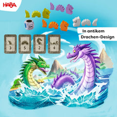 HABA Water Dragons - Terning- og strategispil for børn 5+ - Spændende brætspil med drager og træfigurer - Familiespil for 2-4 spillere - 1307133001
