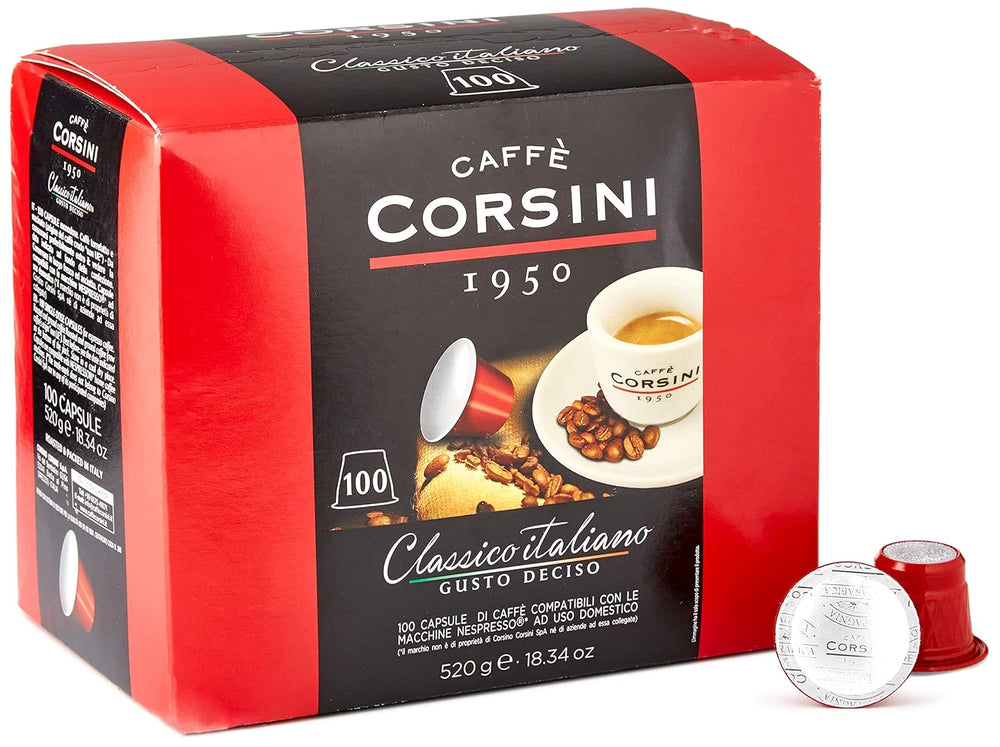 Caffè Corsini - Classico Italiano, Miscela Di Caffè In Capsule Compatibili Nespresso, Gusto Forte E Deciso - Confezione Da 100 Capsule