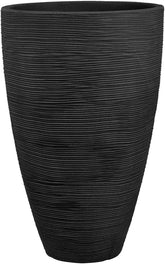 Jardinieră Dehner Vino | Ghiveci, recipient pentru plante | pentru plante în ghiveci | modern, rotund, stabil dimensional, robust | textură cu nervuri | interior, exterior | plastic | antracit | Ø 40 cm, înălțime 60 cm
